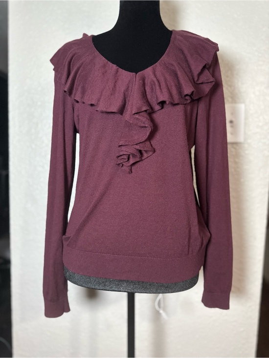 Lauren Ralph Lauren Sweaters - Lauren Ralph Lauren Women's size M Ruffle-Trim marron sweater